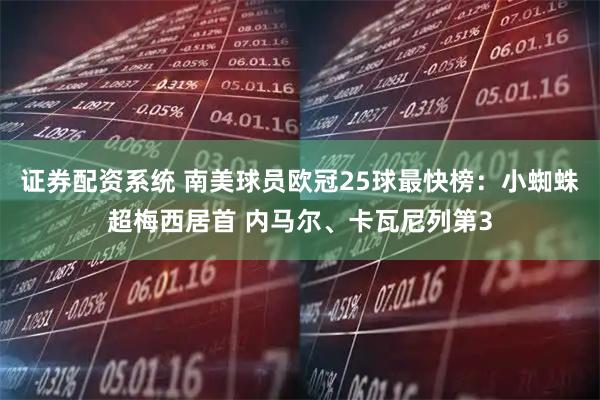 证券配资系统 南美球员欧冠25球最快榜：小蜘蛛超梅西居首 内马尔、卡瓦尼列第3